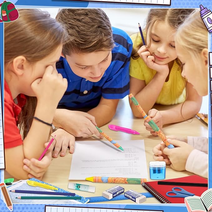 Gilprop 72 Pcs School Supplies Gift Box Set, Back to School Supplies Primary Middle College Bundle Essential Stuff Bulk Pen Notebook Colorful Stationery for Teacher Student Classroom