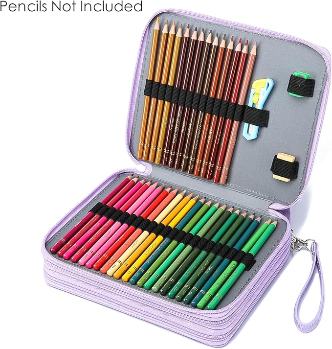 YOUNGCOL 120 Slots Colored Pencil Case Color Pencil Organizer Storage Large Capacity Pencil Holder(Purple, 120 Slots)