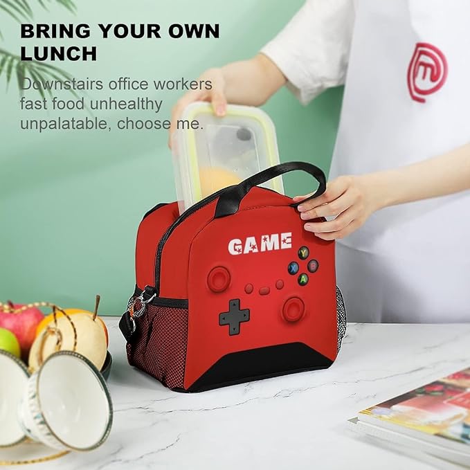 Insulated Lunch Box for Boys Girls, Game Lunch Bag for School Work Office Travel Picnic Hiking Beach, Waterproof Leakproof Portable Fits Most Bento Boxes