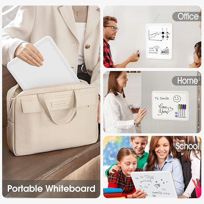 MaxGear Small Dry Erase Board 8.5x11 Inches, Double Sided Mini Whiteboard for Wall, Desk, Fridge, Includes 4 Markers and 2 Magnets, Smooth Dry-Erase Surface, Lightweight and Portable