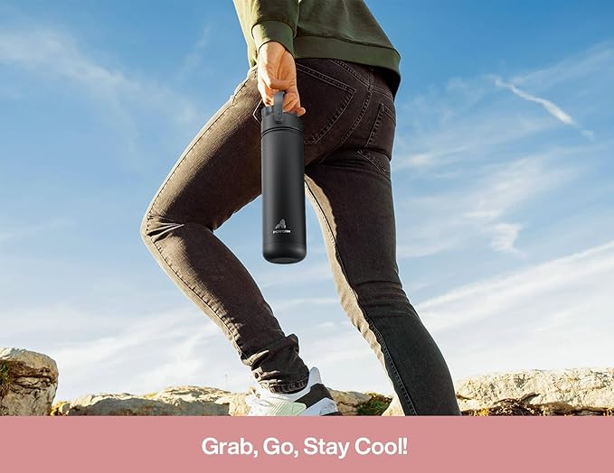POWCAN 26 oz Insulated Water Bottle with 2-in-1 Straw and Spout Lid, Keep Cold 24H, Leak-Proof, Fits in Car Cup Holder, Stainless Steel Water Bottle for Dog Lovers, Puppy Theme, Gift (Pawfect Day)