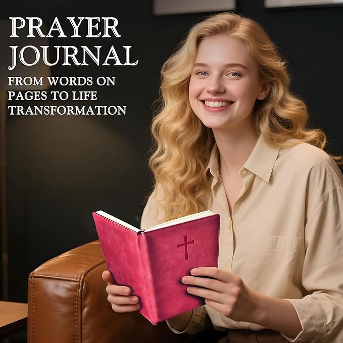 Leather Christian Bible Journal for Women, Prayer Journal for Scripture Study, Daily Devotional, Undated Church Notes Notebook, Jesus Religious Faith Gifts for Pastor, Graduation, Baptism, Magenta