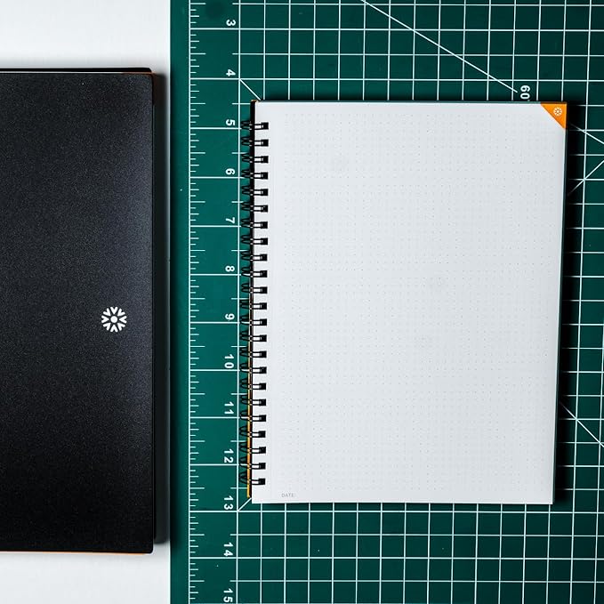 Notsu Dot Grid Notebook 2pk | Minimalist Bullet Dotted Journal, 100 Pages, Thick Paper 120 gsm, A5 Size 5.8" x 8.3", Black