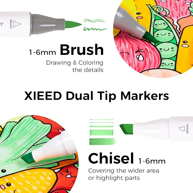 Alcohol Markers, 80 Colors Chisel & Brush Tip Coloring Markers Set, Double Tipped Markers Set for Artist Adults Coloring or Drawing