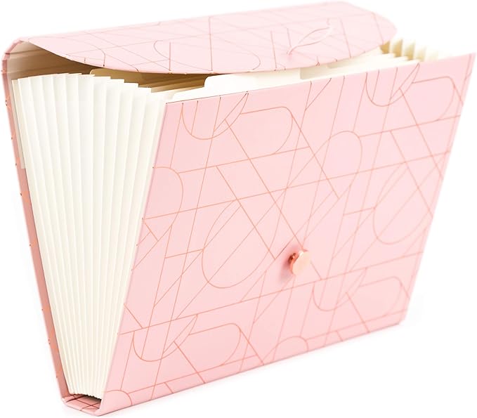 U Brands Modern Pretty Fashion Expandable File Folder, Letter Size, 13 Pockets, Pink