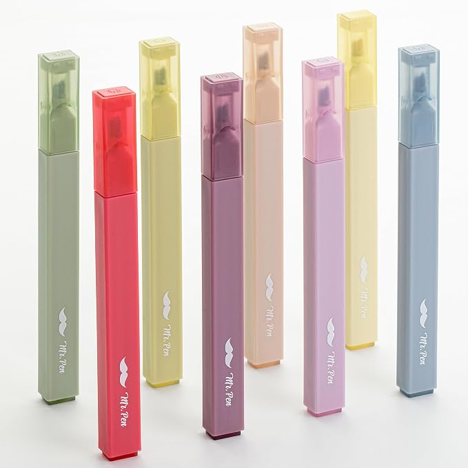 Mr. Pen- Aesthetic Highlighters, 8 Pcs, Chisel Tip, Muted Pastel Color, No Bleed Bible Highlighter Pastel, Assorted Colors | 8 pcs, Cute Highlighter for Journaling Supplies and School Accessories, Bible Highlighters and Pens No Bleed
