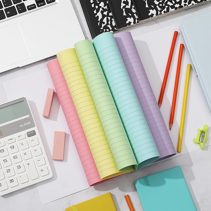 Henoyso 12 Pcs 120 Pages Colored Paper Notebooks 9.75" x 7.5" Bright Colors Lined Paper Notebook Wide Ruled Marble Notebooks Journals Bulk for Office School Supplies(Black)