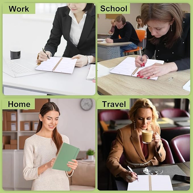 Utron Spiral Notebook For Women & Men, 2PCS Spiral Journal Notebooks, 5.9 x 8.3” College Ruled Notebook For Work Notes, Journal Writing, And Daily Life Entries (Green)