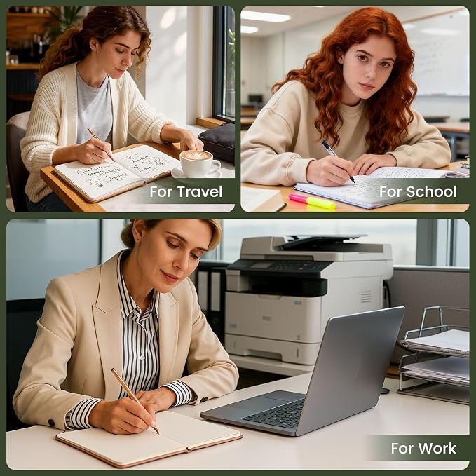 Dotted Journal Notebook Soft Cover PU Leather Journaling Notebooks for Women Men Writing Work Office School 160 Pages 100 GSM Thick Paper A5 Dotted 80 Sheets 5.79"x8.27", Dark Green