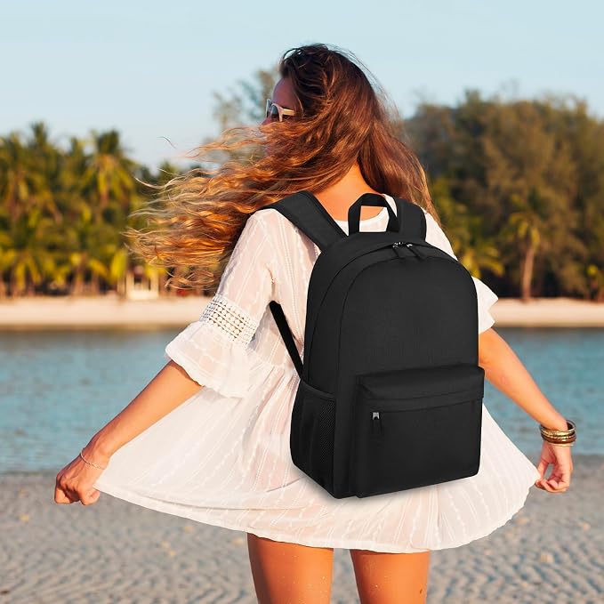 ZUBOND Unisex Black Backpack for School & Travel - Lightweight Laptop Backpack Fits 17.3 Inch Notebook, Water Bottle Pocket - Ideal for Teens, College Students, Adults