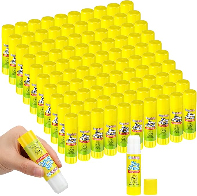 100 Pcs White Glue Stick Bulk 0.53 Ounce Washable Glue Stick for Crafts Home School Classroom Students Teachers Employees Scrapbooking Crafting Supplies