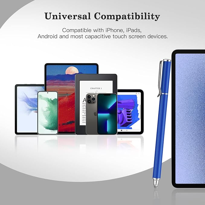 METRO Universal Stylus Pens for Touch Screens - High Sensitivity Capacitive Stylus Fiber Tips 2 in 1 Touch Screen Pen for iPad iPhone and All Other Tablets & Cell Phones (Black/Blue/Purple/Pink)