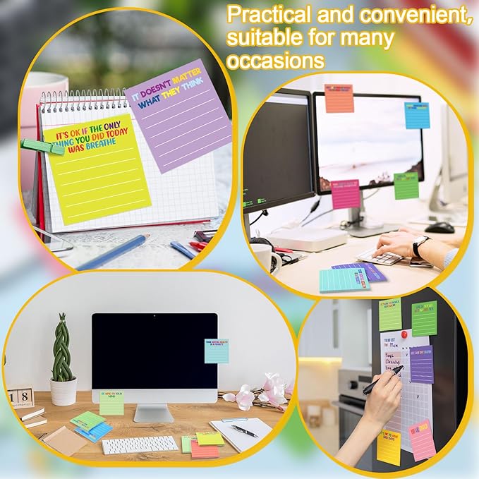 Yinder 24 Pcs Inspirational Sticky Notes Cute Motivational Sticky Notes Pad End of Year Employee Appreciation Gifts Bulk for Teacher Nurse Coworkers Office Supplies 3 x 3'' (Mental Health,Dark Color)