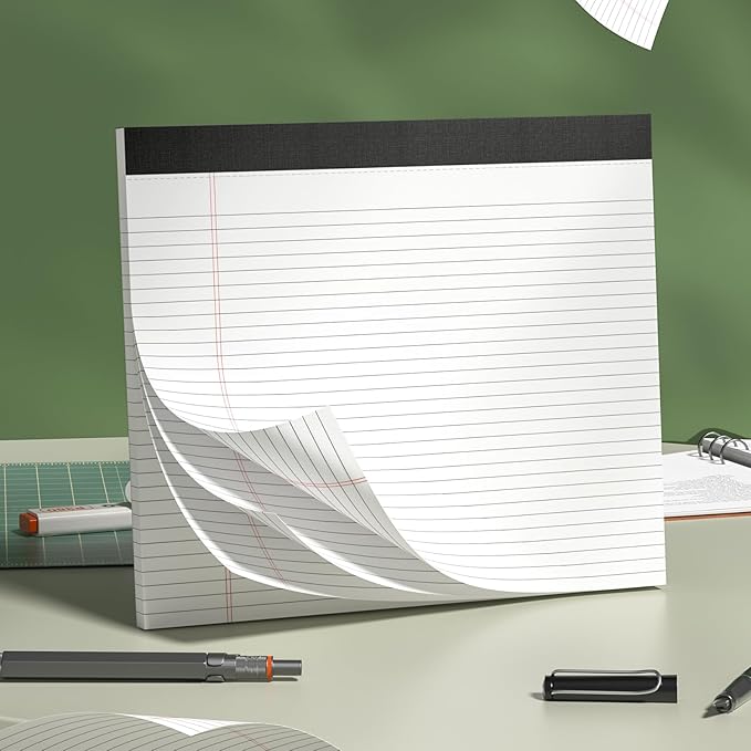 AILZFEI 3 Pack Legal Pads 11 x 9.5 College Ruled White Paper Note Pad Narrow Ruled 30 Sheets Notepads Perforated Writing Pad Clear Print Horizontal Pads of Paper