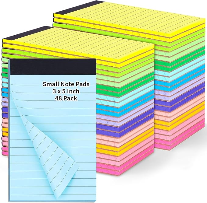 Oleitodh 48 Pack 3 x 5 Inch Note Pads 12 Colors Mini Memo Pads
