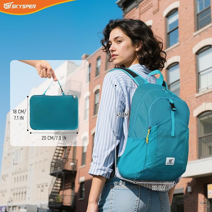 SKYSPER Small Packable Hiking Backpack 20L Anti-theift Travel Daypack | RFID Ultralight Foldable Walking Backpack with Water Bottle Holder, Nylon, Multi-compartment, Everyday Carry for Men Women