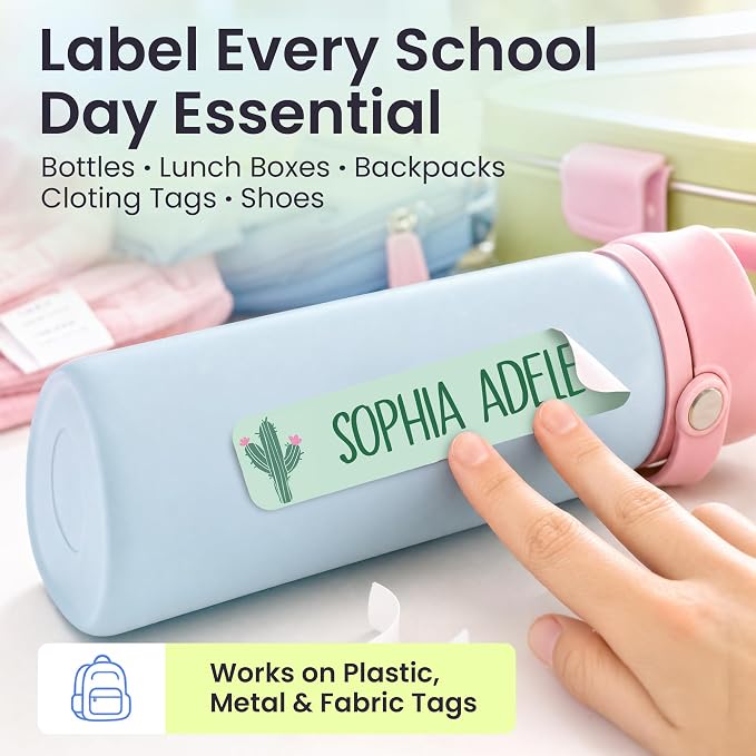 Label Daddy Personalized Name Labels for School, Cactus Design | Waterproof Name Tags for Kids, Washable Custom Daycare Labels, Clothing, Lunch Boxes, Water Bottles and More, 128 Ct & 256 Ct