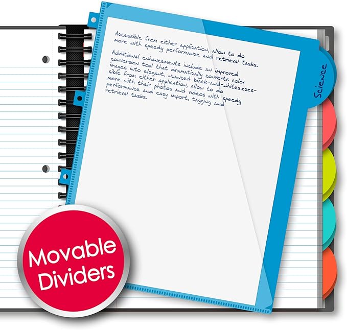 iScholar iQ+ Poly Cover 10 Subject Notebook, College Ruled, 11 x 8.5 Inch, 250 Sheets, Teal (58900-TL)