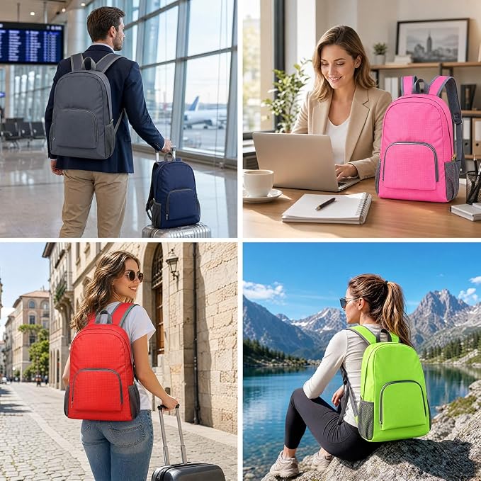 clothmile 24 Pcs Back to School Backpacks in Bulk Classic Colorful Foldable Backpacks 210d Fabric Multi-Use Book Bags for Outdoor Travel Student School Supply 8 Colors