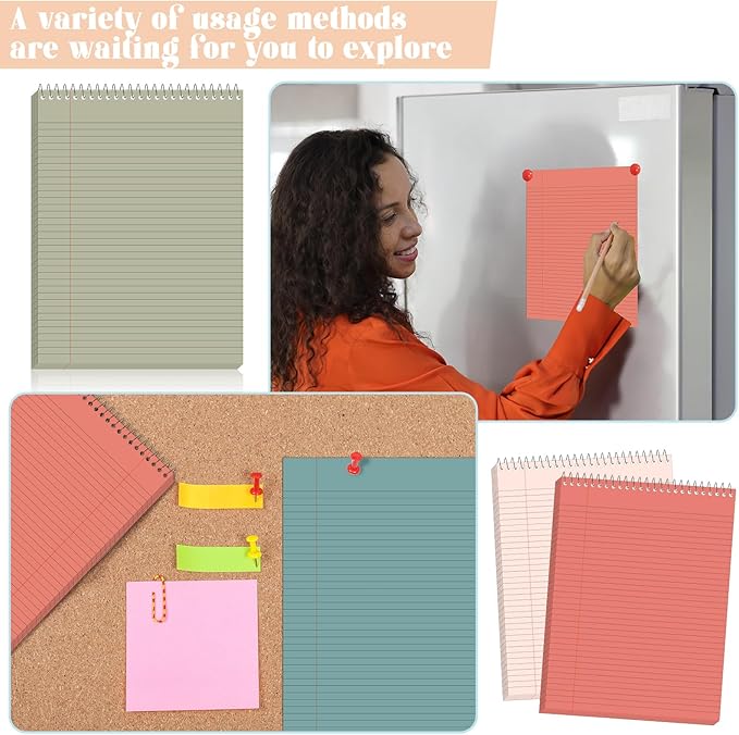 gisgfim 6 Pcs Morandi Top Bound Spiral Notebooks 8.5" x 11" College Ruled Aesthetic Legal Pad Steno Pads Colored Paper Assorted Covers Wirebound Notepad for Writing School Office Supplies