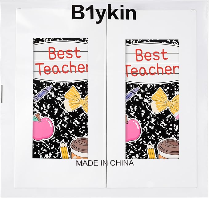 B1ykin Best Teacher Sticky Notes Set - Black Composition Line Teacher Self-Stick Notes Pad, 550 Sheets Writing Memo Pages Sticky Notepad for Teacher Appreciation Gifts, School Office Supplies (3Pcs)