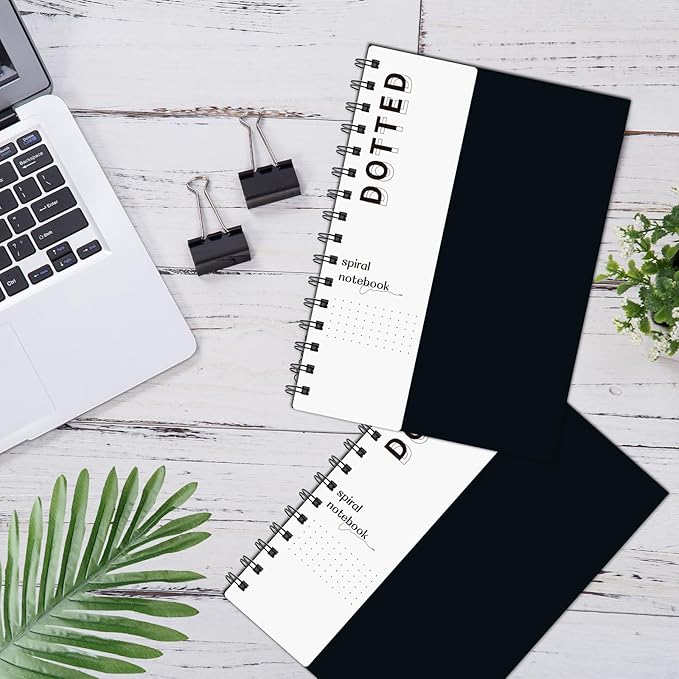 A5 Dotted Journal Spiral Notebook 8.5" x 5.7"-4 Pack Dot Grid Notebook Hardcover Notebook 120 Pages 100 GSM Thick Dotted Paper Notebook Hardcover Journal for School, Office, Artist