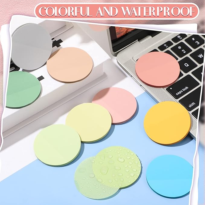 Sabary 500 Sheets Transparent Sticky Notes Round Translucent Sticky Notes Tabs Colorful Page Flags Stickers Clear Book Markers Bible Journaling Office Back to School Supplies(1.75 Inch,Bright)