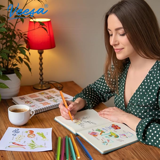 VEESA Felt Tip Pens 30 Colors, Medium Point (0.7mm), Smooth Writing