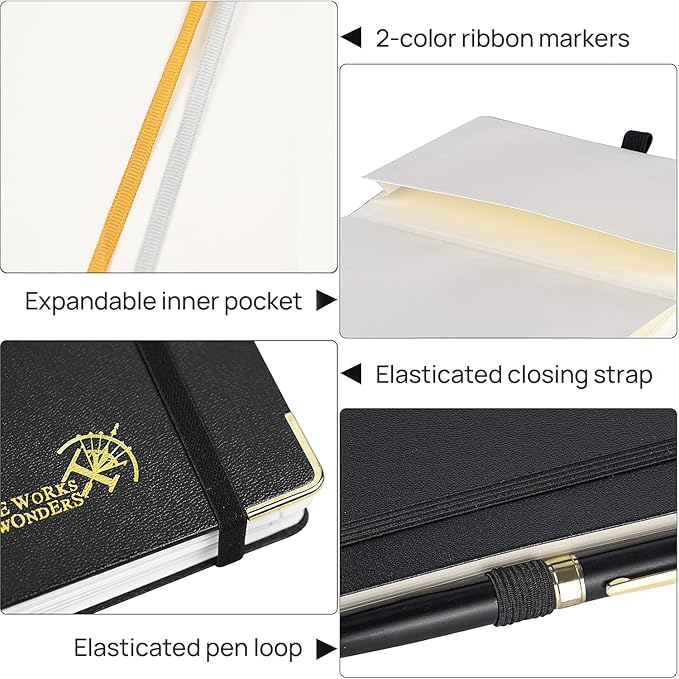 POPRUN Blank Spiral Journal Notebook, A5 Hardcover Sketch Books, 141 Pages Unlined Journals for Women Men, 120 GSM Plain Notebooks for Sketching, Drawing, Painting, 5.75'' x 8.25'', Black