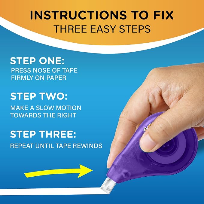 BIC Wite-Out EZ Correct Correction Tape, White, No Dry Time, Tear Resistant Tape, 2-Count