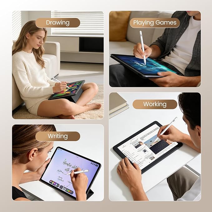 Digiroot Stylus Pen for iPad Apple, Fast Charge Pencil for iPad with Palm Rejection Tilt Sensitivity, Compatible for 2018-2026 iPad 11/10/9/8/7/6, Pro 12.9"/11"/13" M4, Mini 7/6/5, Air5/4/3/M3/M2