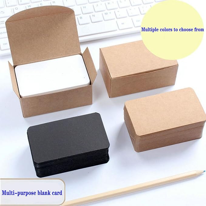 Astero Small Blank 3.5x2in Mini Index Cards & Flash Cards Blank Blank Business Cards to Write On Small Note Cards for Greeting Postcards Vocabulary Bookmarks DIY Messages (Black, 100pcs)