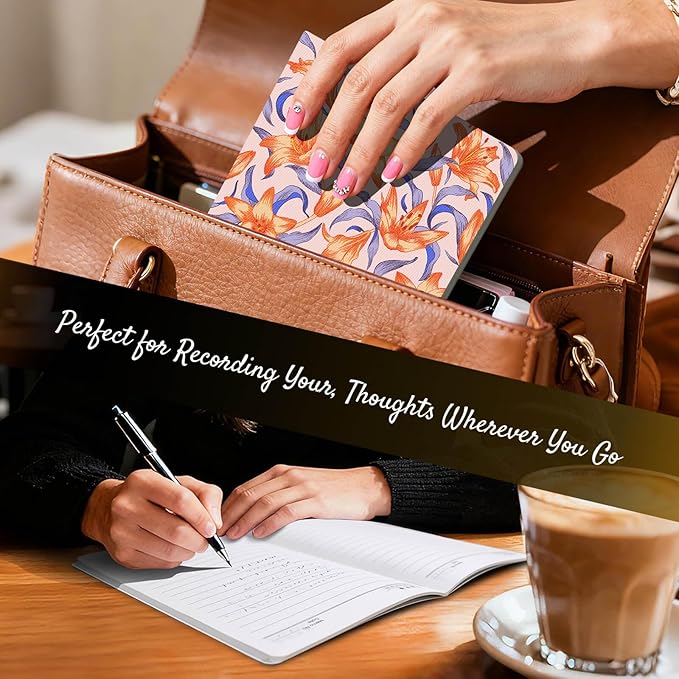 Stitched Composition Notebooks 2-Pack with Unique Art Designed Cover, A5 Lined Diary (8.2"L*5.5"W), Lay Flat Design, Thicked Paper Writes Smoothly for School and Office (Lily)