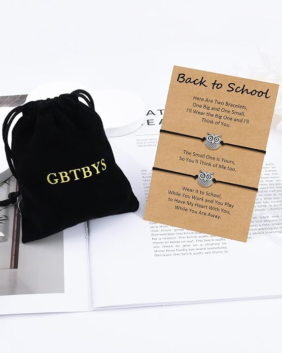 Back to School Gifts Mommy and Me Bracelet First Day of School Matching Wish Bracelets Set for Mother Daughter Son Women Teen Girls Boys Jewelry Gift
