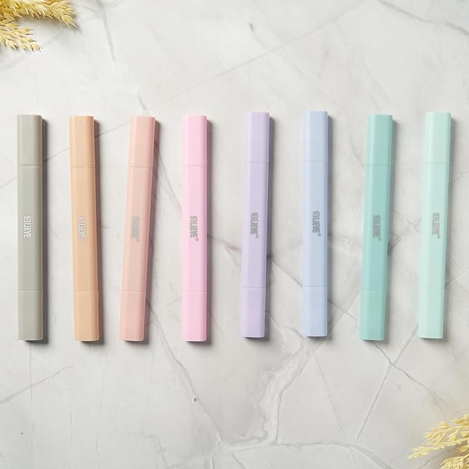 BLIEVE Aesthetic Cute Highlighters No Bleed Through, Dual Tip Chisel & Fine Point, Pastel Colors For Bible & Journaling