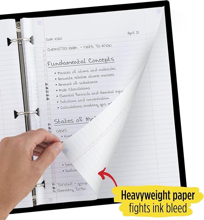 Five Star Flex Hybrid NoteBinder, 1” Binder with Tabs, Notebook and 3-Ring Binder All-in-One, Purple and Five Star Loose Leaf Reinforced Filler Paper, 3 Hole Punched, College Ruled, 80 Sheets