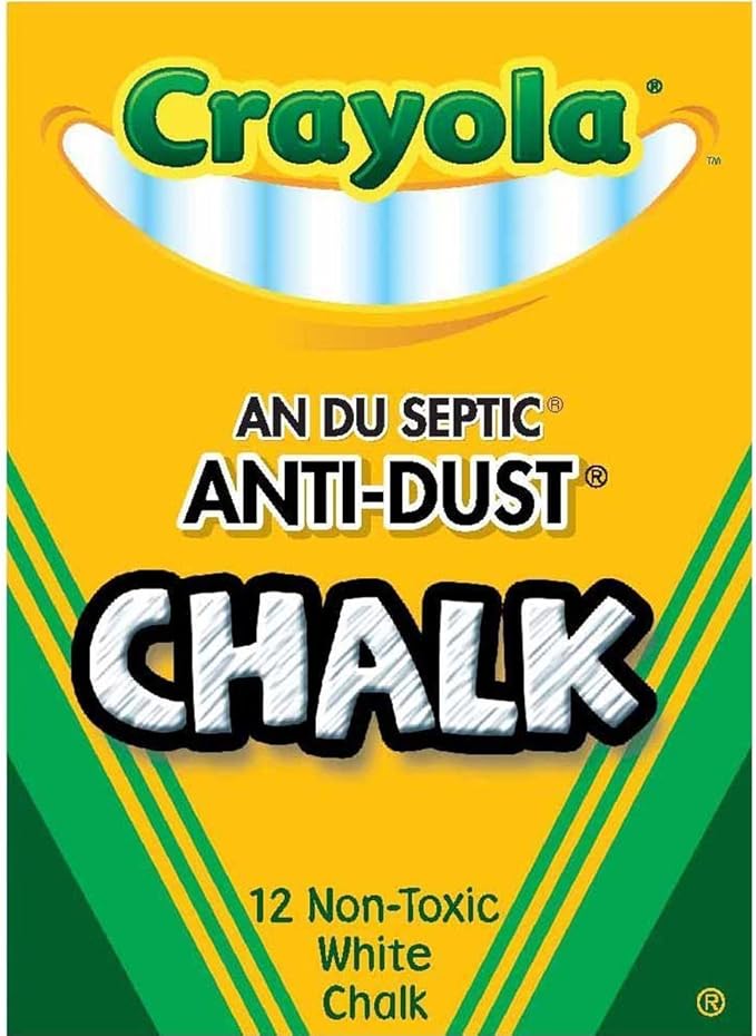 Crayola Nontoxic Anti-Dust Chalk, White, 12 Sticks/Box (50-1402) (3 Pack)