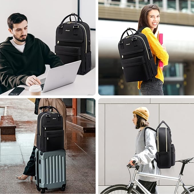 LOVEVOOK Laptop Backpack for Women Men, 17.3 Inch Laptop Bag with USB Port Fashion Waterproof Backpacks Teacher Nurse Stylish Travel Bags Vintage Daypacks for College Work