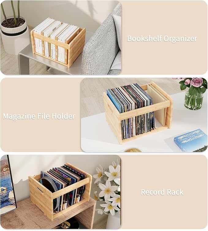 2 Pack Bamboo Hanging File Organizer, Office Desk File Organizer for Letter Size, Wood Hanging File Folders Organizer Record Holder Storage Stand Bookshelf Easy Assembly for Home, Natural