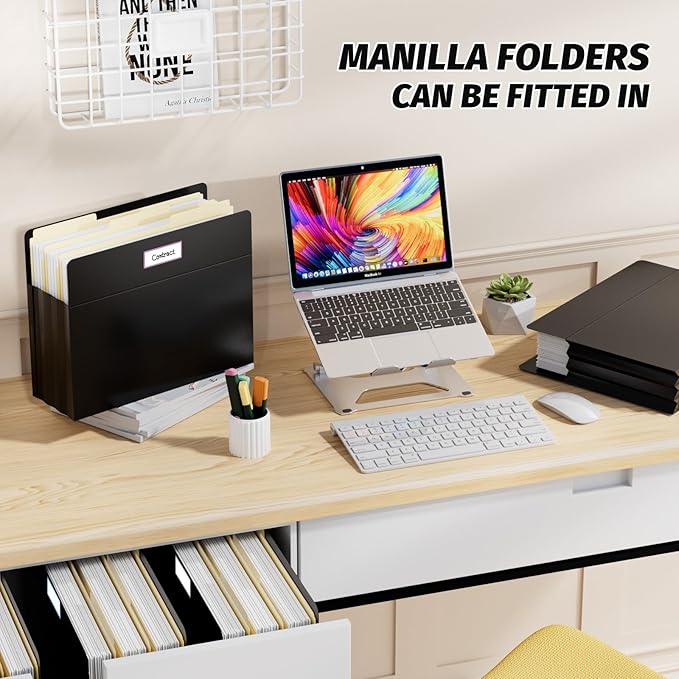 Ansook Expanding File Pockets,Heavy Duty 3.5”Expansion,5 Pack Extra Capacity File Pockets,Letter Size,Poly Folder,with Straight-Cut Tab,Holds 8.5" x 11" documents & Manila Folder