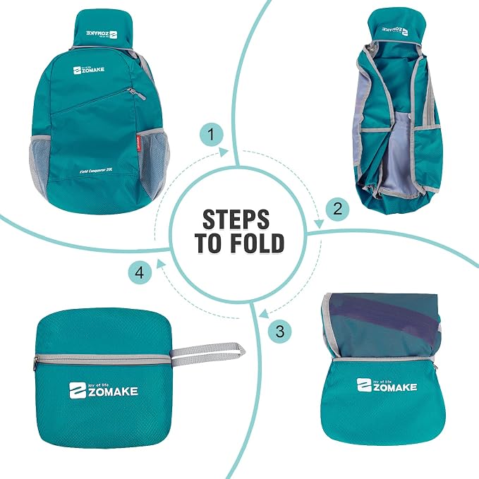 ZOMAKE Lightweight Packable Backpack 20L, Foldable Small Daypack for Hiking | Water Resistant Backpacks Day Bag for Travel Outdoor Camping Sport, Everyday Carry, Multi Compartment Storage(Lake Green)