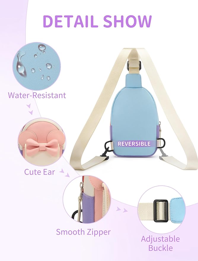 Birthday Back to School Gifts for Girls 3-8, Kids Fanny Pack Toddler Purse | Cute Fashion Sling Crossbody Bag for 3 4 5 6 7 8 Year Old Girls with Adjustable Strap. Perfect for Travel Holiday Essentials