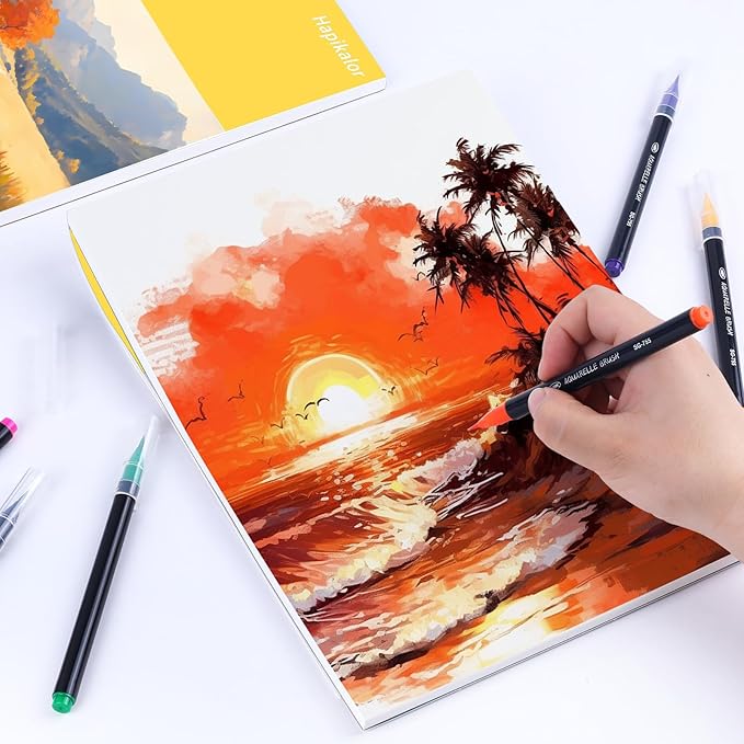 Watercolor Paper Pad 9x12, 140lb/300gsm Cold Press Drawing Paper, 20 Sheets Acid-Free Artist Sketchbook for Wet Media, Gouache & Acrylic, Double Sided Painting Paper (Yellow Cover)