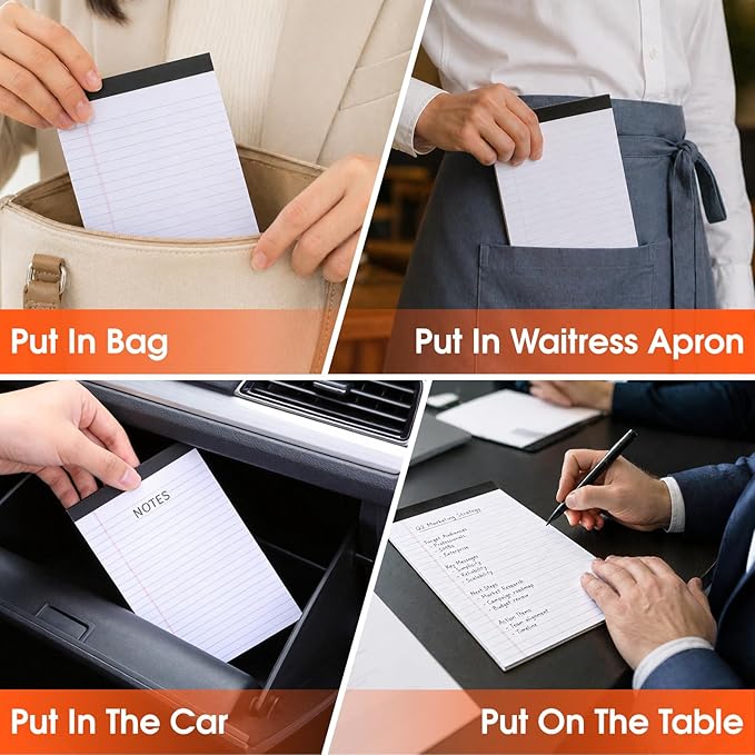 YesBes 32 Pack Note Pads Bulk, Small Legal Pads 5" x 8" Narrow Ruled Lined Writing Pad, 30 Sheets (60 Pages) Notepad for Office Home School, Perforated, Office Supplies