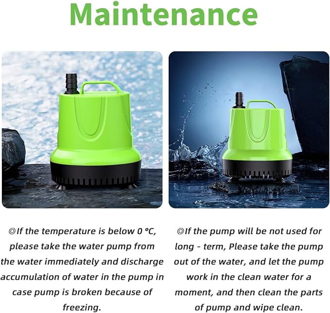 FREESEA Durable Small Pond Pump: 365+ days Continuous Operation | 660GPH 40W Bottom Suction with Epoxy-Sealed Motor & 176℉ Overheat Protection for Pond Circulation Water Change