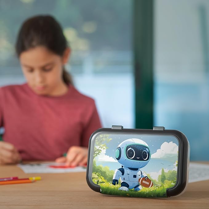 ZIPIT: Recycled Plastic Pencil Box - Robot - Large Capacity Case, Character & Football Themed, Stationery Organizer, School Supplies-Toys Holder, Kids