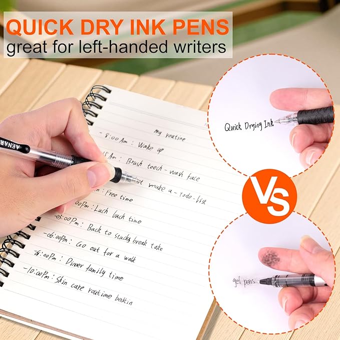 Aen Art Gel Pens Black 0.7mm Fine Point 30 Retractable Gel Ink Pens with Rubber Grip - Quick Dry Roller Pen for Writing, Office, School