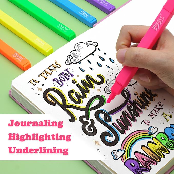 Piochoo Highlighters Assorted Color Fluorescent,30Pcs Highlighters Bulk | Chisel Tip,Neon Colors,Non-Toxic, Quick-Drying,for Journaling Planner Notes ,Office,Back to School Supplies