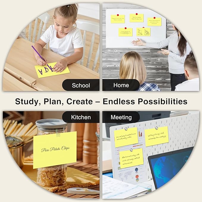 300 Count Blank Index Cards 3x5 Inch Yellow Flash Cards Colored Cardstock, Unruled Note Cards Study Card Portable Learning Flashcards Ideal for Note Taking, Art Sketching, Office & School Supplies