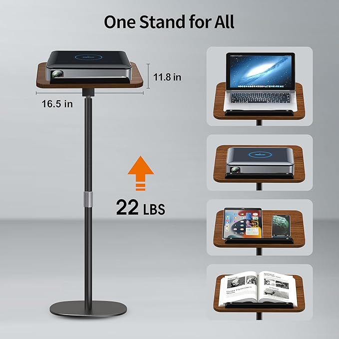 NAMON 2-in-1 Dual-use Floor & Desktop Book Stand, Durable Metal & Wood, Height Adjustable 16.5"-51", Floor Reading Stand for Sheet Music, Cookbooks, Projector (Walnut Finish, 11.8" x 16.5" Panel)